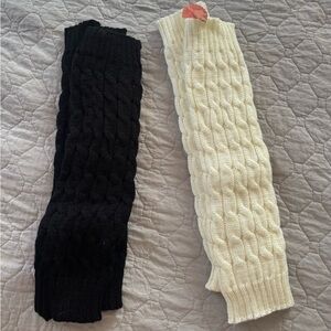 Black and Cream Cable Knit Leg Warmers
